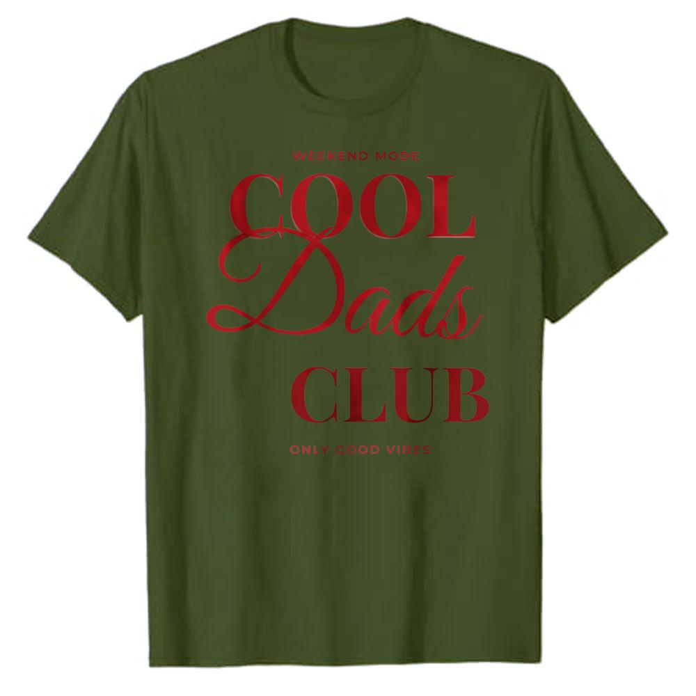 Weekend Mode Cool Dads Club Elegant Cursive Font Print T Shirt Unisex Grey Basic Cotton Top Fathers Day Gift Casual Good Vibes Tee