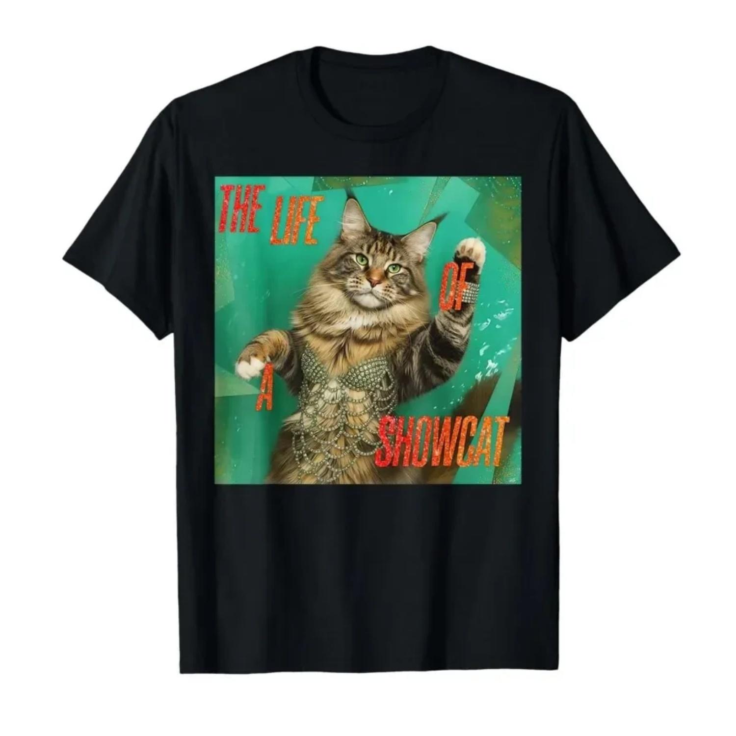 Camiseta del desfile feino de moda 2025 the Life of a showcat funny Y2K Trendy showcat camiseta S чёрный