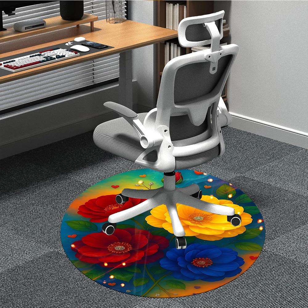 

1pc Colorful Floral Bouquet Chair Carpet for Office, Non-slip, Soft and Durable Rug, Perfect for Office, Living Room yy251103177 80cm by 80cm