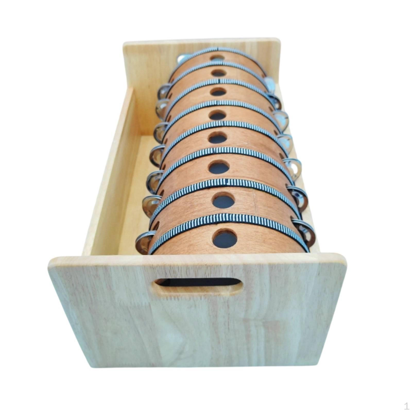 Tambourine with Storage Box Wooden 6Inch Percussion Instrument for Young Children,