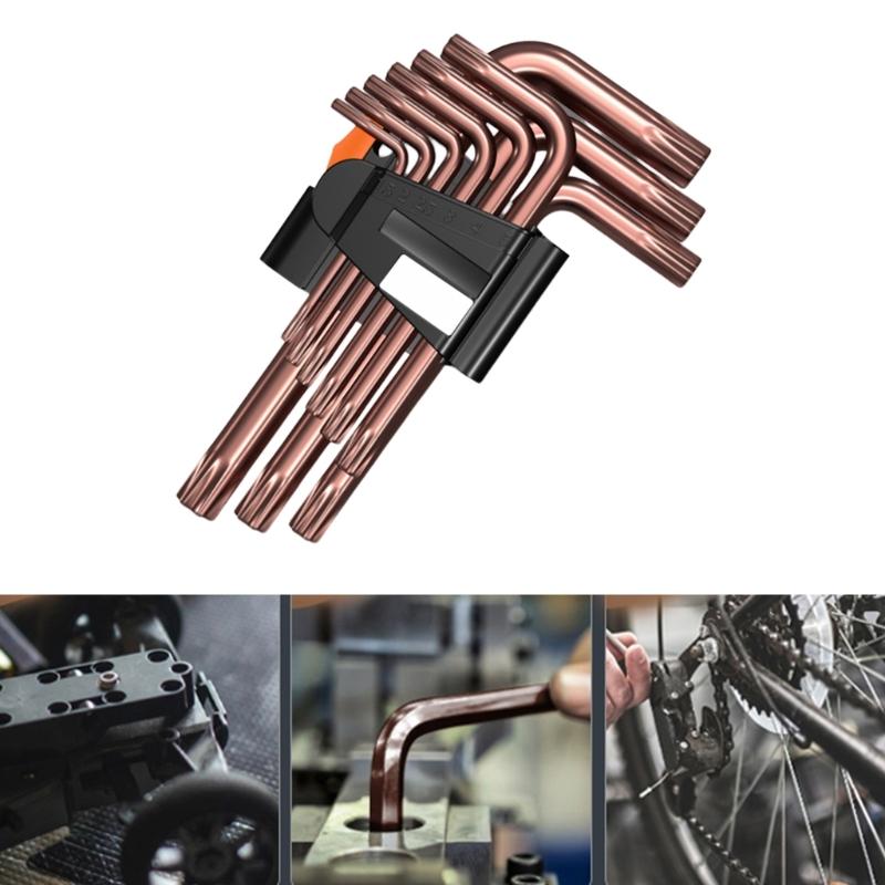 9Pieces L Type Double-End Screwdriver Hex Wrench Set Allen Key Hexagon Flat Ball Hexagonal Spanners Key Set Hand Tools