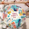 Open - 2D Mandala Wind Chime Happy Father's Day Pattern Metal Windmill, Dynamic Sculpture for Garden and Patio Hanging Decor, Durable Outdoor Artwork