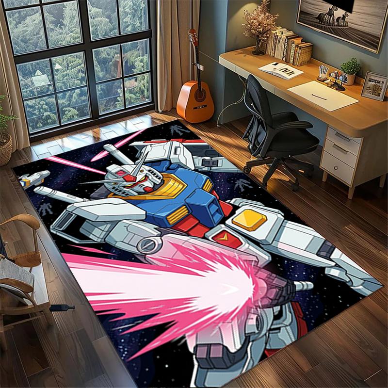 Gundam Bedroom Rug Large Area Non Slip Washable Carpet Gamer Room Decor