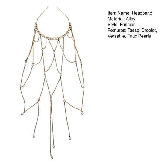 Bentiță de damă cu ciucure cu perle de imitație, design picătură, cerc de păr pentru nuntă, petreceri de aniversare, accesoriu de păr