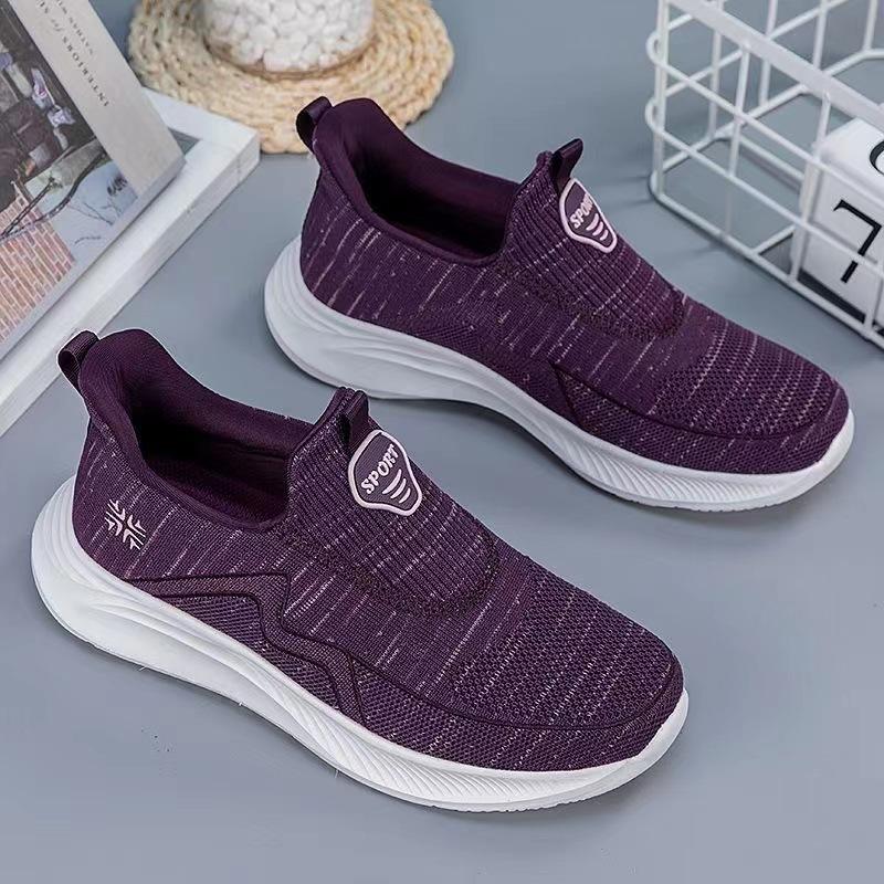 Women's Solid Color Casual Sneakers, Slip on Lightweight Soft Sole Walking Shoes, Air-cushion Daily Wear