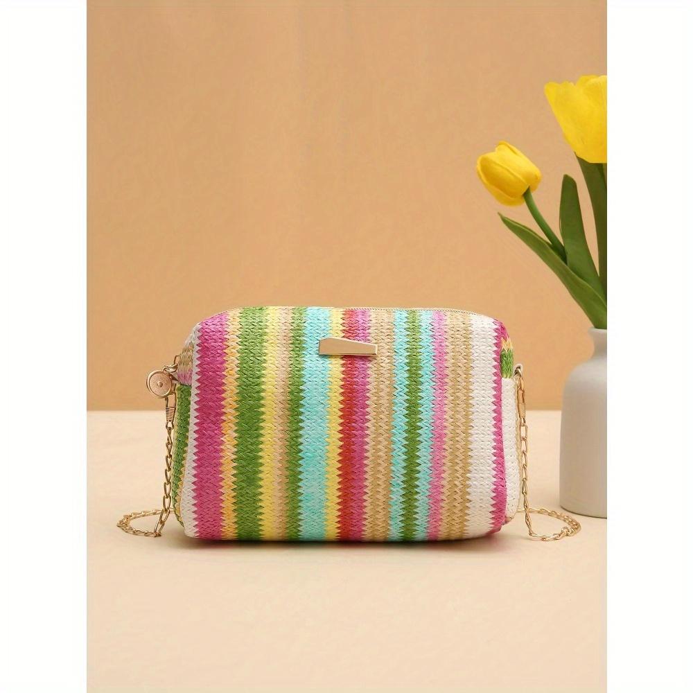 Mädchenhafte Farbe Stroh Umhängetasche Multifunktional, Tragbar und Perfekt als Damen Kamera- oder Kosmetiktasche