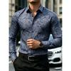 Men's Long Sleeved Cashew Flower Printed Shirt Slim Fit Lapel Shirt Retro Paisley Pattern Business Casual Top
