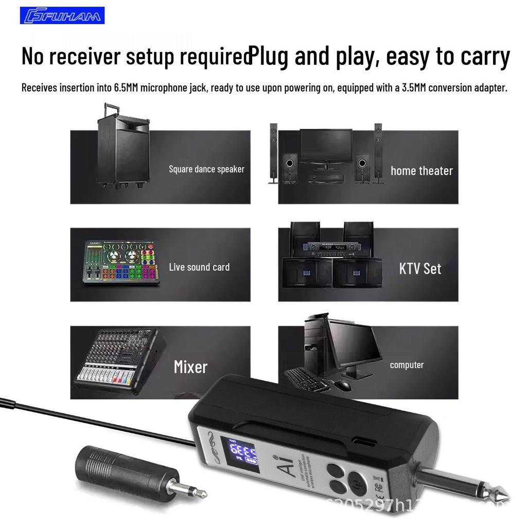 New Dual Wireless Microphone for Home, KTV, Stage, Live Streaming with Anti-Howling Noise Reduction and Sound Card Compatibility