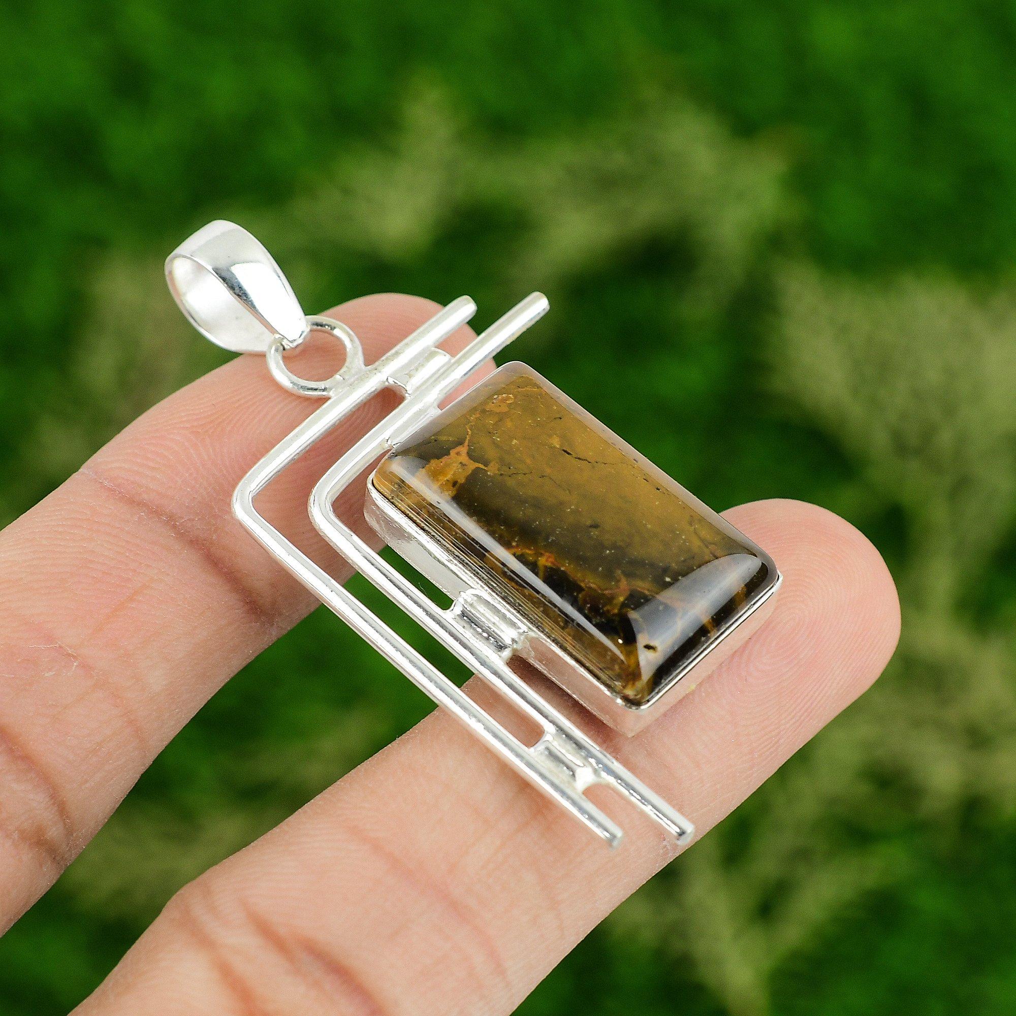 

Sisters Day Deal Osolite Jasper Gemstone Bezel Wife Pendant 925 Sterling Silver