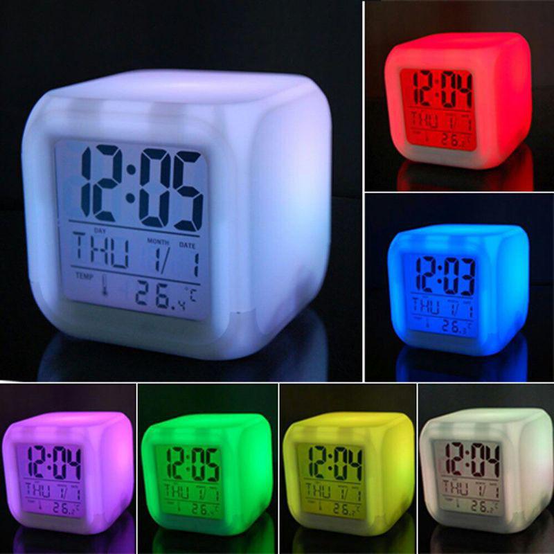 Seven-Color LED Voice-Activated Alarm Clock with Night Light