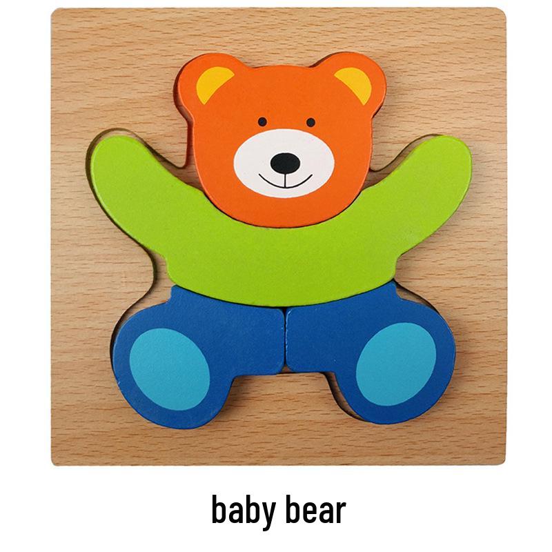 Animal 3D Wooden Jigsaw Puzzle Board for Toddlers (1-3 Years)