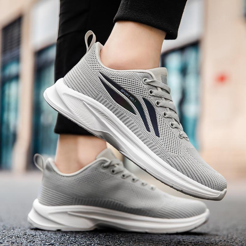 Large size wish casual soft-soled sneakers breathable single shoes fly-woven mesh running shoes men