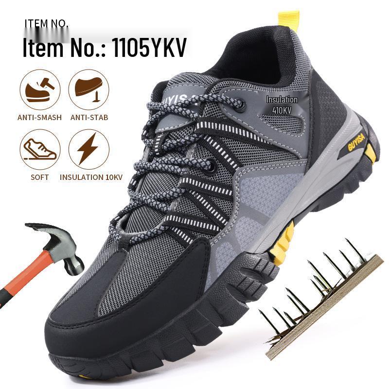 Men's Euro Standard Steel Toe Safety Shoes - Anti-Smash, Anti-Puncture, 10KV Insulated Construction Footwear
