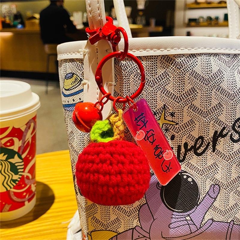 Creative Knit Crochet Keychain Bag Pendant Cute and Fashionable Keyring Ornament for Women and Girls