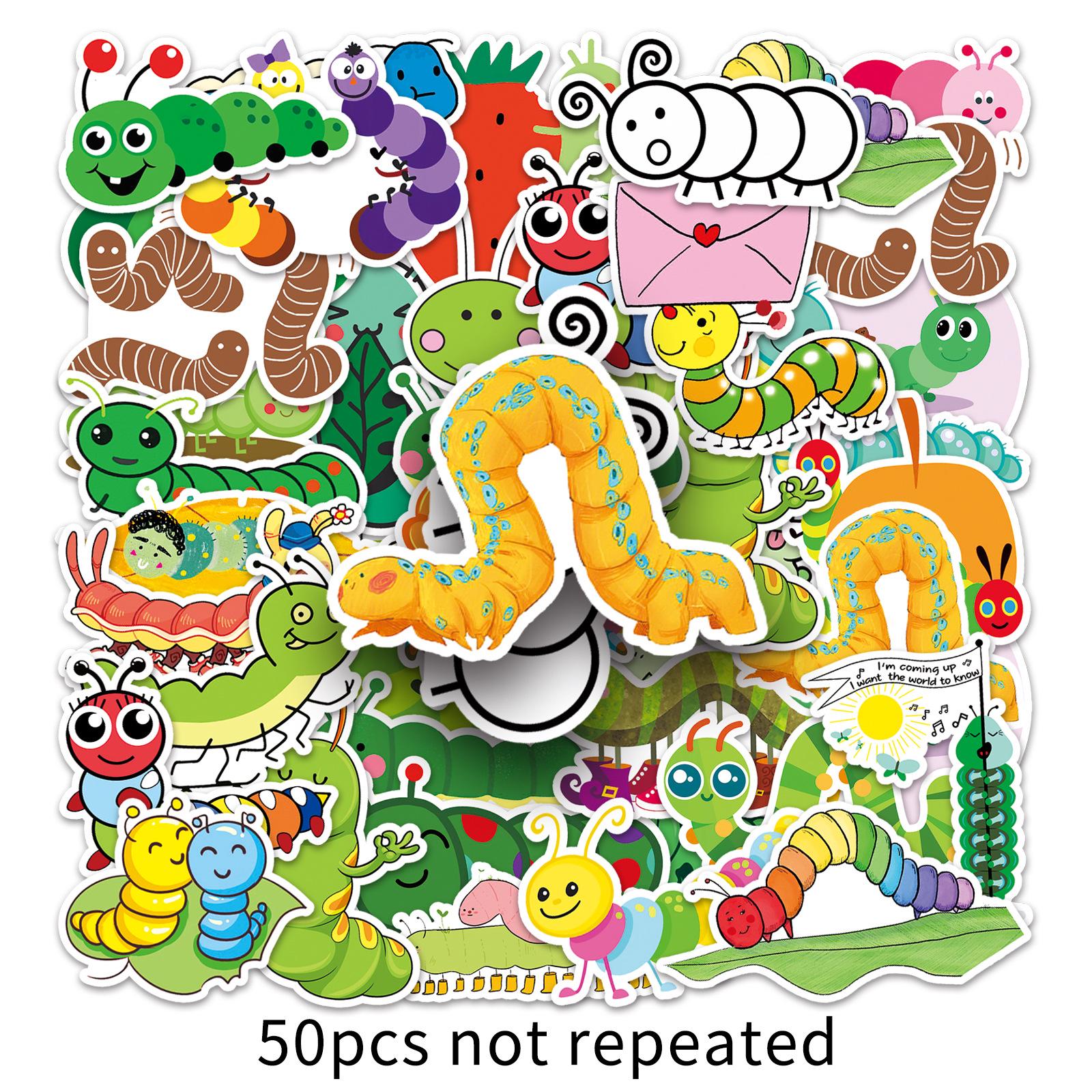 50 Cute Caterpillar Stickers for Journals & Tablets - Cartoon Animal Designs for Graffiti Art