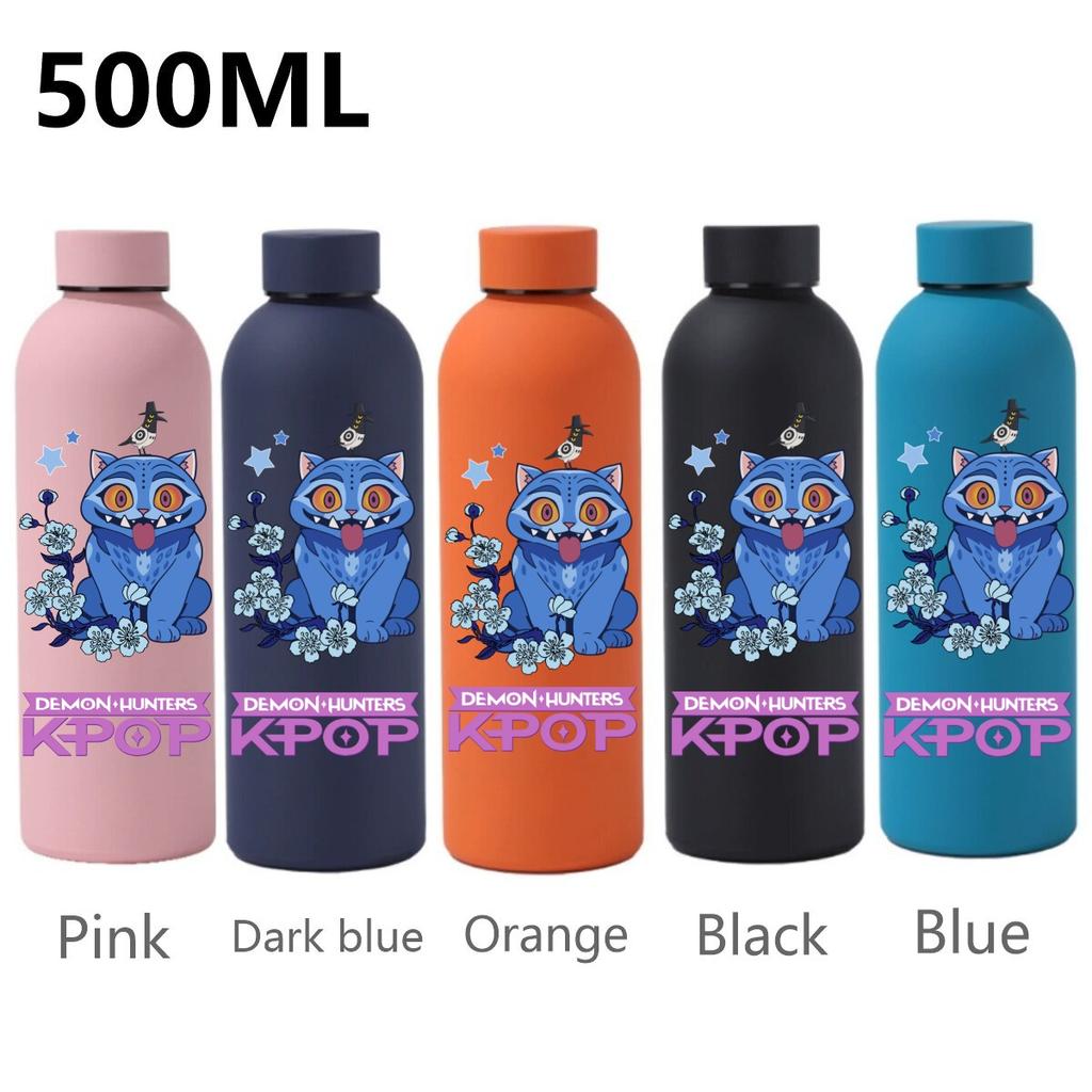 500ML KPop Dämonenjäger Cartoon Druck Sport Auslaufsicher Hohe Qualität Edelstahl Isoliert Wasserbecher Geburtstag Geburtstag Hohe Qualität Geschenke