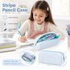 Stripe Pattern Pen Pouch Large Capacity Makeup Pouch New Pen Bag  School Supplies