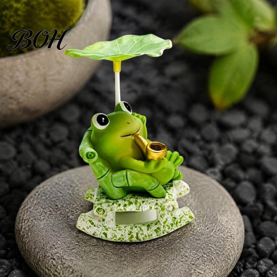Lotus Leaf Shade Decor Rocking Frog Panda Figurine, Cute Resin Bobble Chair with Design, Creative Office Stress Relief Desk Ornament for Car