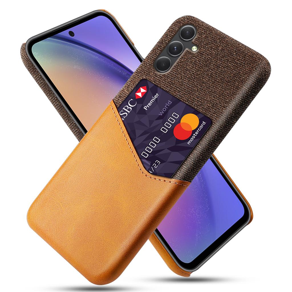For Samsung Galaxy A55 5G Case Anti-Collision Card Slot PU Leather+PC Cell Phone Cover