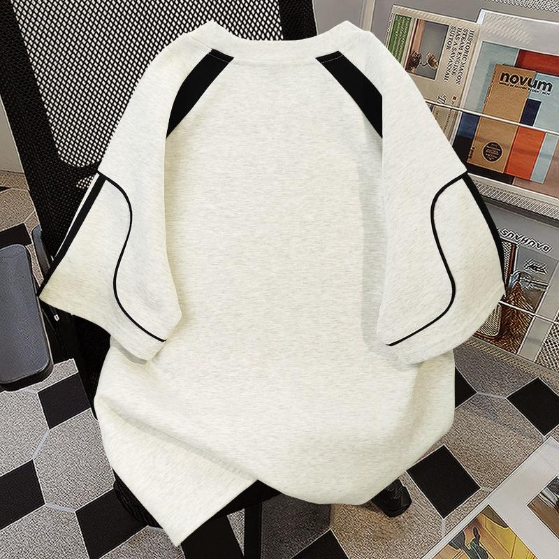 

Korean style summer high street men and women trend splicing round neck short sleeved couple loose hip-hop casual T-shirt top 3XL