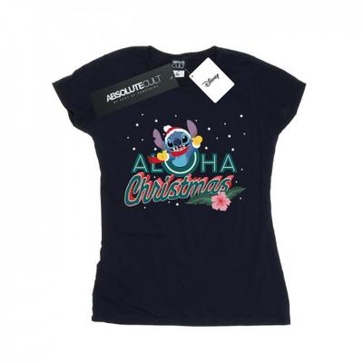 Womens/Ladies Lilo And Stitch Aloha Christmas Cotton T-Shirt