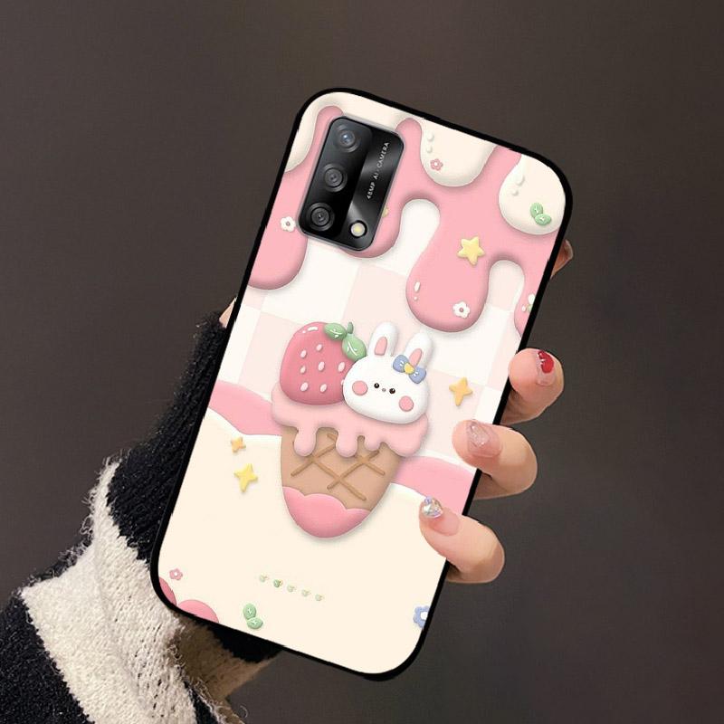 For OPPO A74 4G Oppo F19 Case Luxury Flower Black Soft Silicone Phone Case For OPPO A74 4G Back Cover F19 Coque Cartoon Bumper