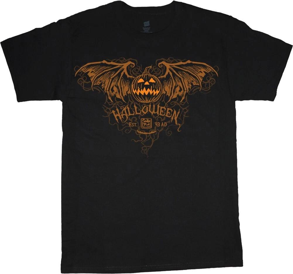 Big Tall T-shirt Halloween Costume Skull Bat Wings Jack O Lantern Pumpkin Tee XL