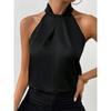 Hanging Neck Sleeveless Imitation Silk Top Halterneck Sleeveless Imitation Silk Tops