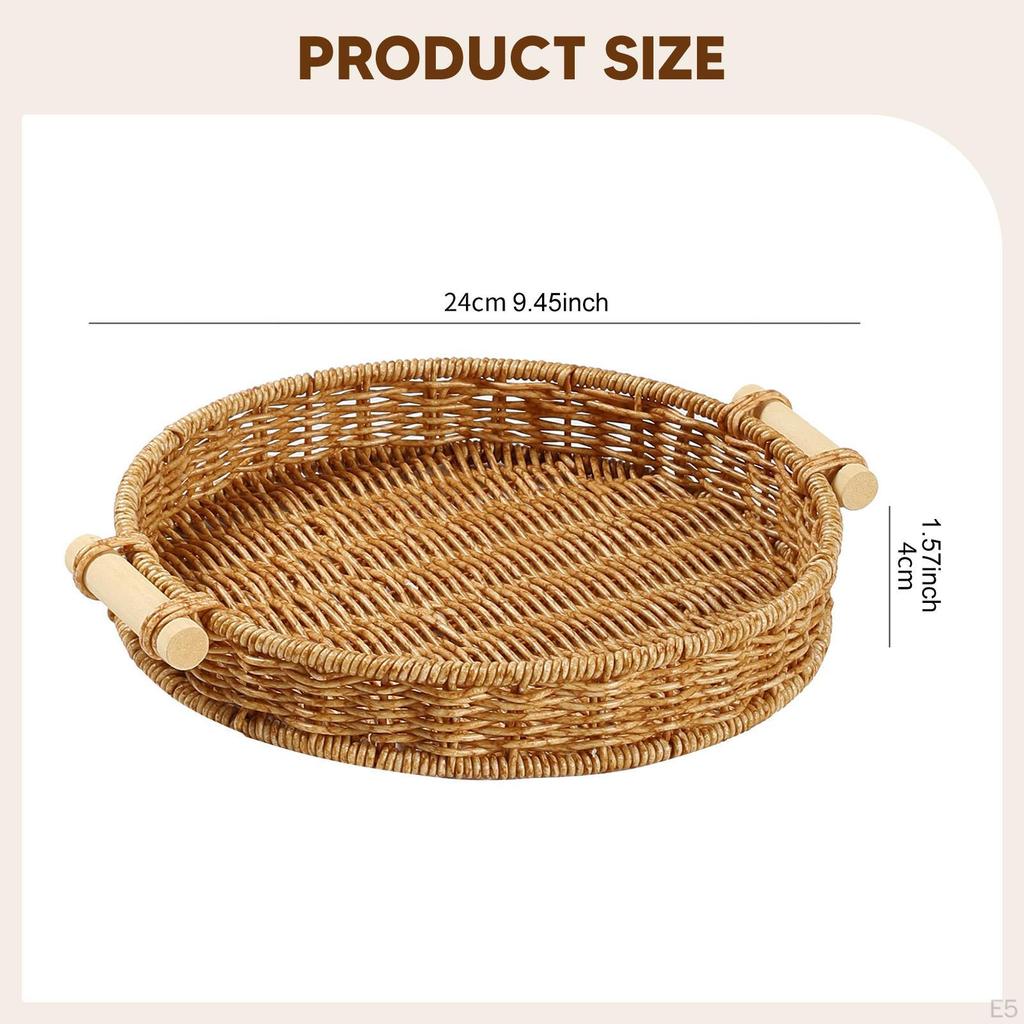 Basket Bread Serving Tray Round Platter for Bedroom Coffee Table Picnic