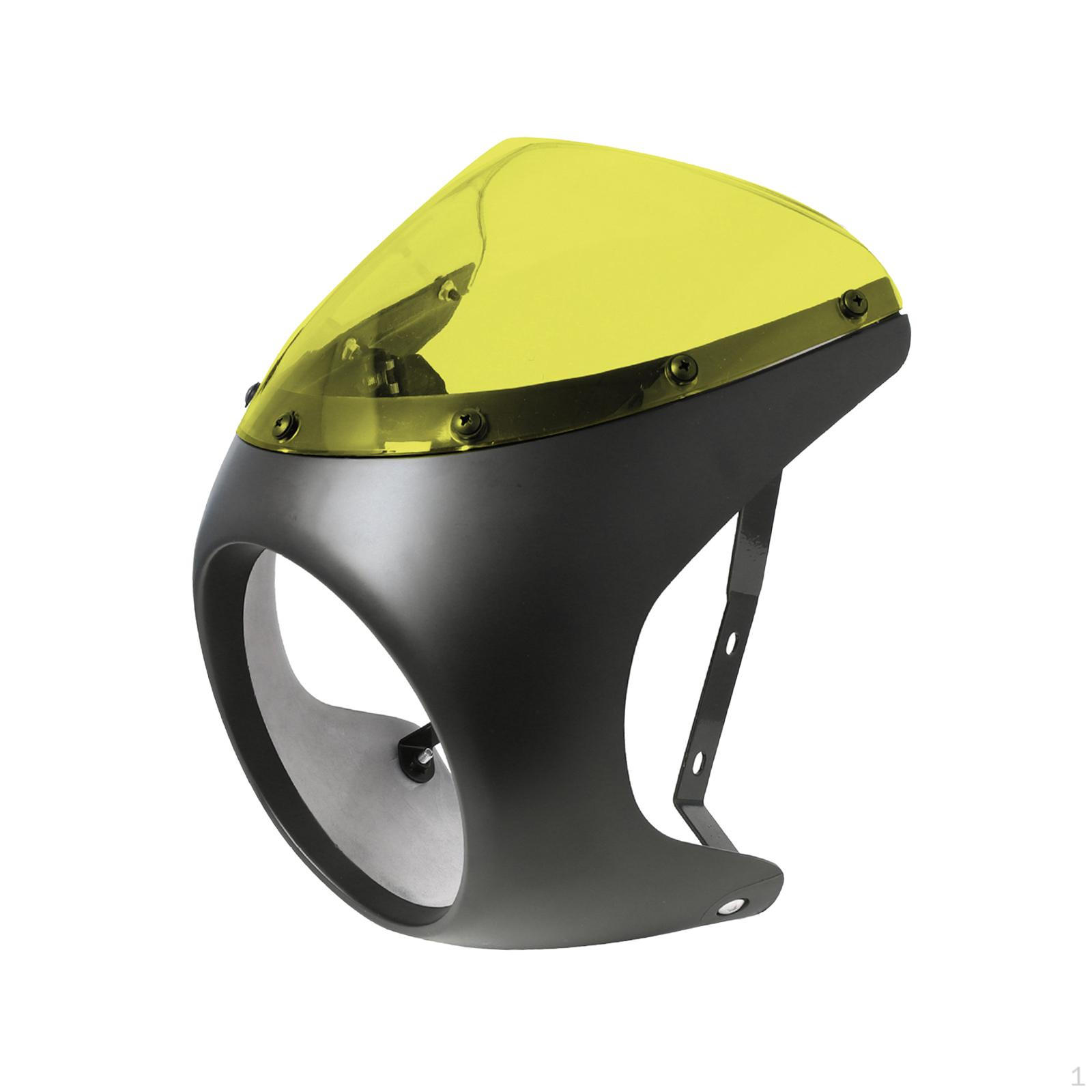 Headlight Fairing Screen ,Fairing Cover Lamp Direct Replaces Easy to Install Frame Protect Supplies Matte Black Yellow