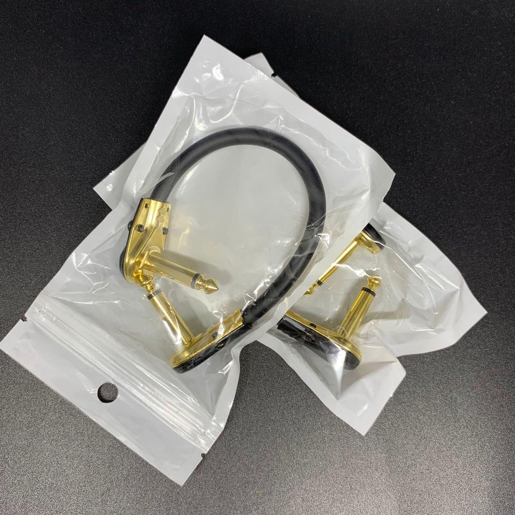Guitar Cable 6.35mm Flat Head Gold-Plated Connector, Black, 30CM/15CM, for Pedal Connections.