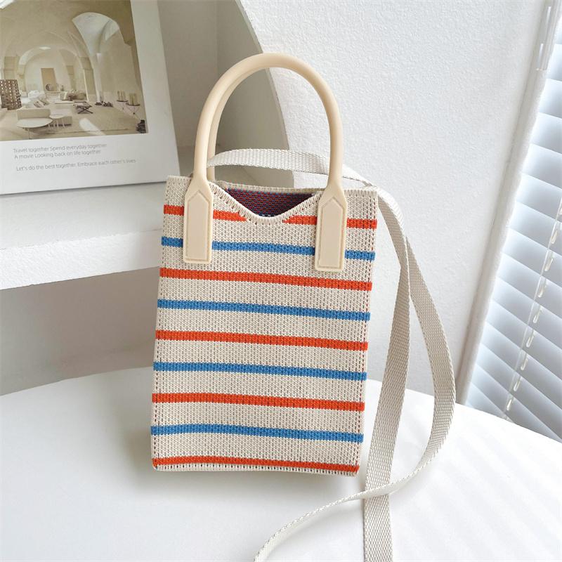 FASHION 2024 Knitted Mini Cross-Body Mobile Phone Bag Korean Versatile Student Commute Shoulder Bag Square Small Purse Handbag For Women