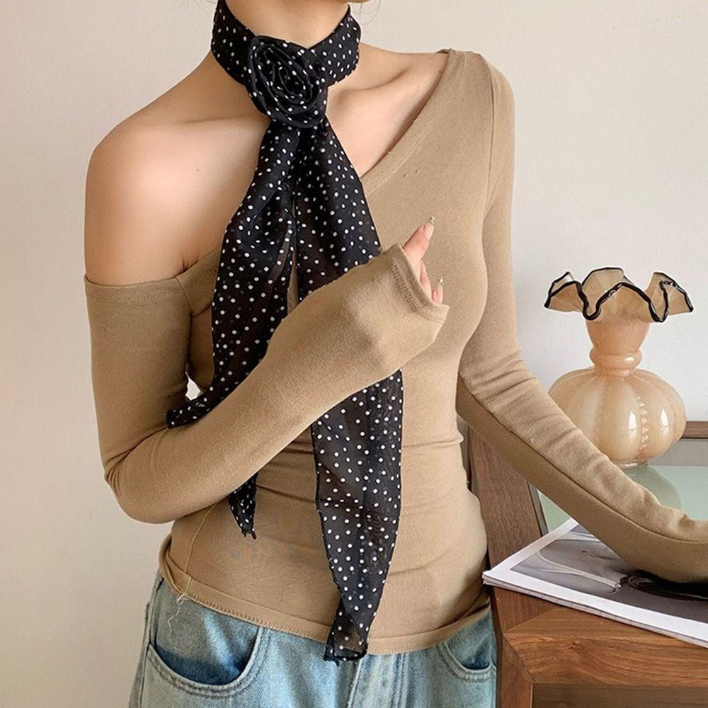 Large Size Long Silk Scarf Summer Hair Band Fashion Long Ribbon Belt Tie  For Women