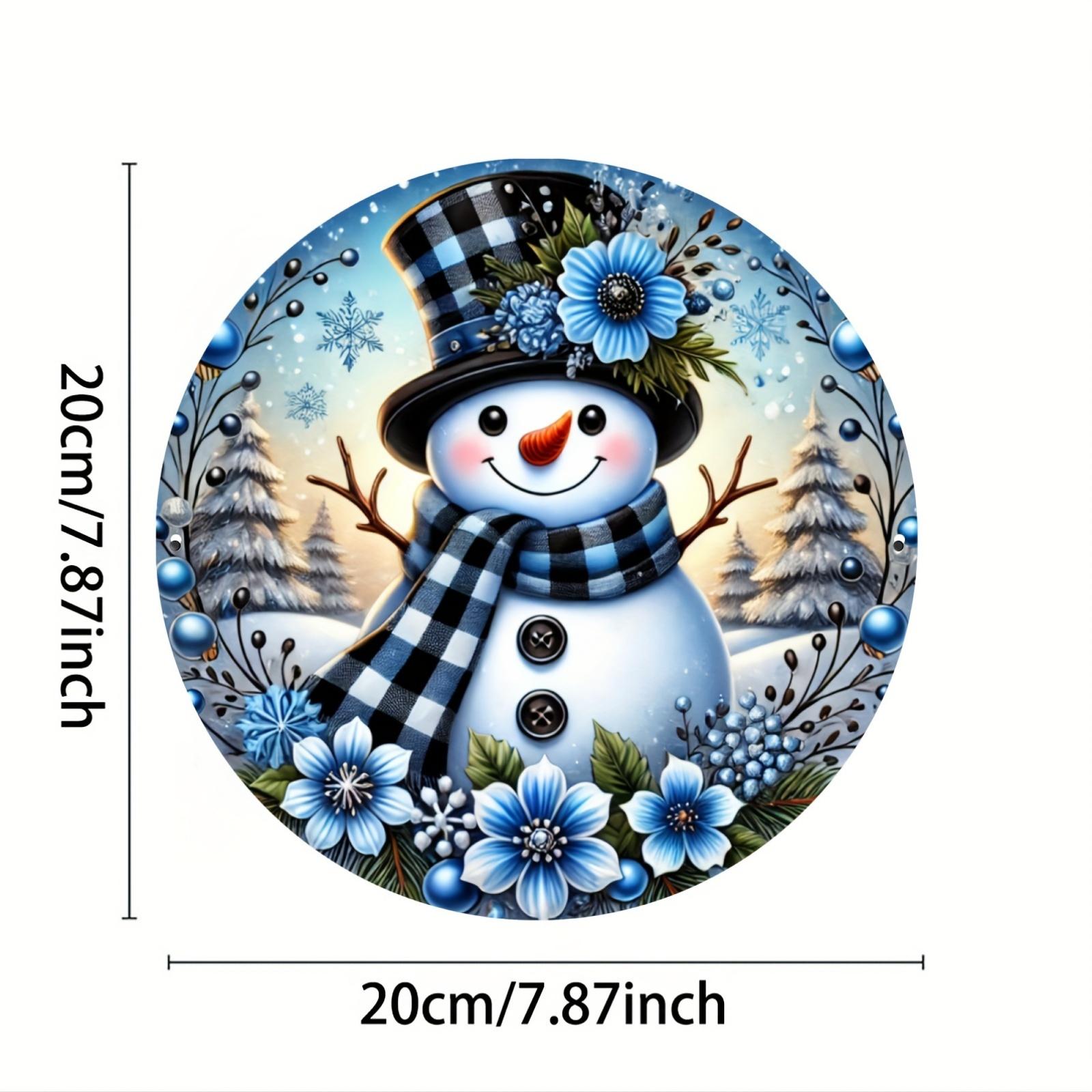 

Рождественский снеговик металлический знак: Для кофеен, баров, входных дверей и домашнего декора - 8 x 8 дюймов - алюминий чёрный