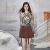 Vintage Artistic Faux Two-Piece Slim T-Shirt
