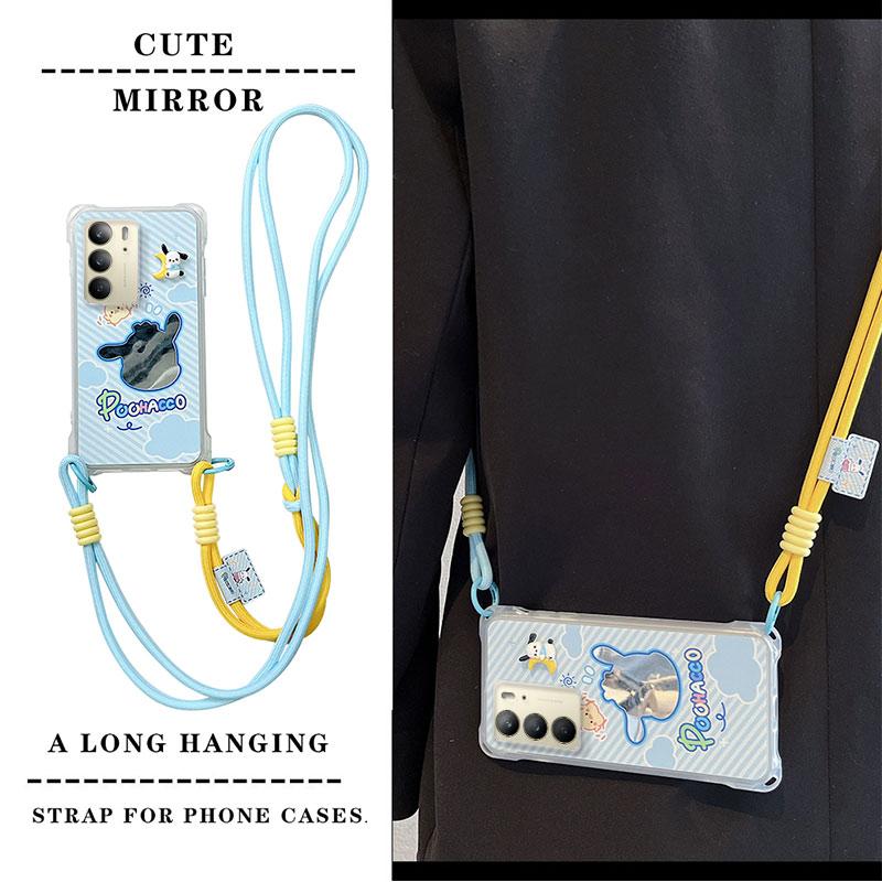 KEYSION Handyhülle mit Umhängeband für Realme C75 C75x Niedliche Cartoon-Lanyard-Spiegel-Stoßfeste Hülle für OPPO Realme C71