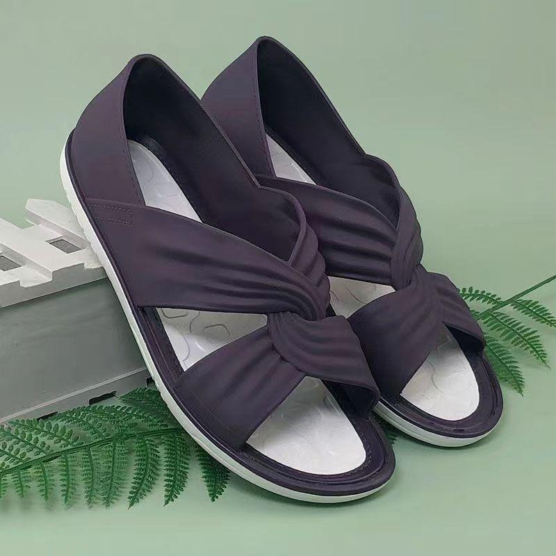 

Women s Summer Open Toe Hollow Out Casual Sandals Soft Sole Non Slip Breathable Cover Foot Flat Sole Casual Beach Sandals 36