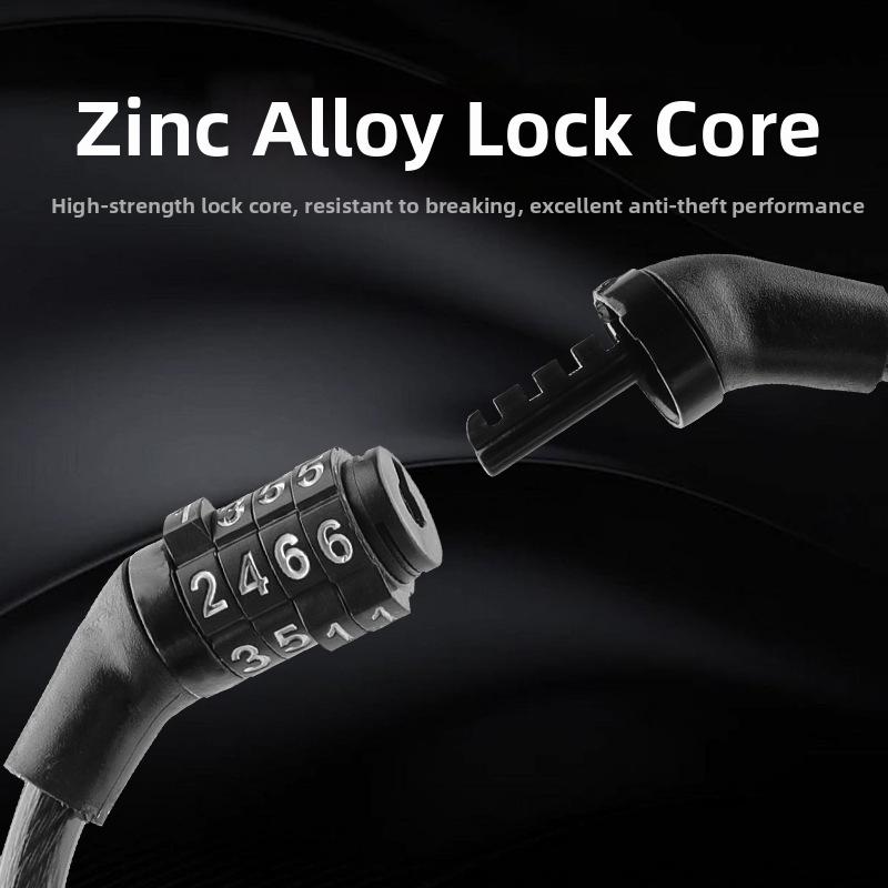 4 Digit Bike Lock Combination, Heavy Duty Security Cable Lock, Resettable Coiled Wire Lock for Mountain Bike, Road Bike, Scooter & Motorcycle