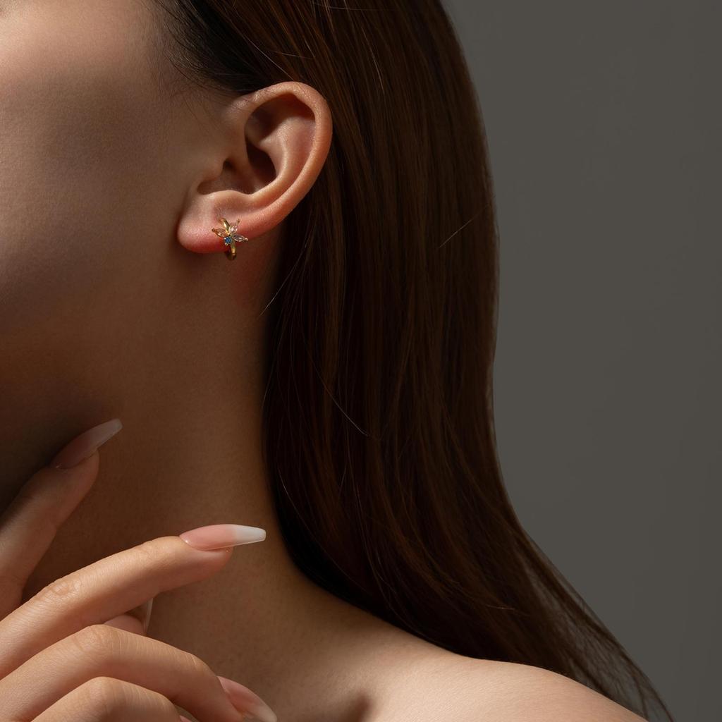 ANDYWEN 925 Sterling Silver Hoop Earrings Gold Plated Ladies Earrings Irregular Cubic Zirconia Engagement Fine Jewelry