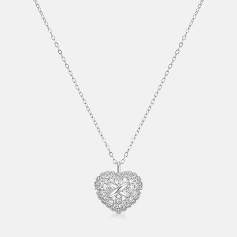 METROCITY JEWELRY Cuore Sterling Silver White Necklace A243SN1228WPA