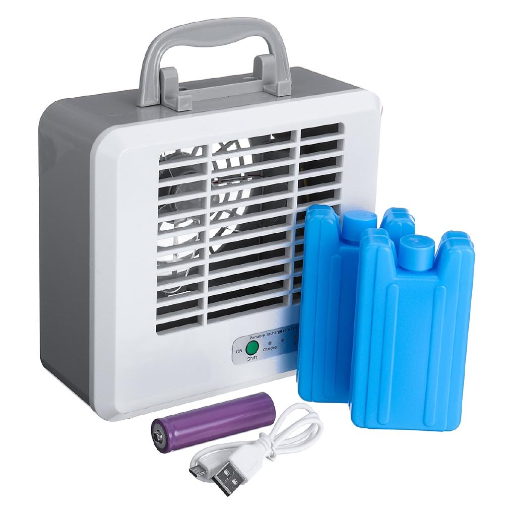 3-Speed Portable Mini Air Conditioner USB Cooling Fan Silent Fast Cool Fan Home Office Rechargeable Mini Desktop Fan Cooler Grey