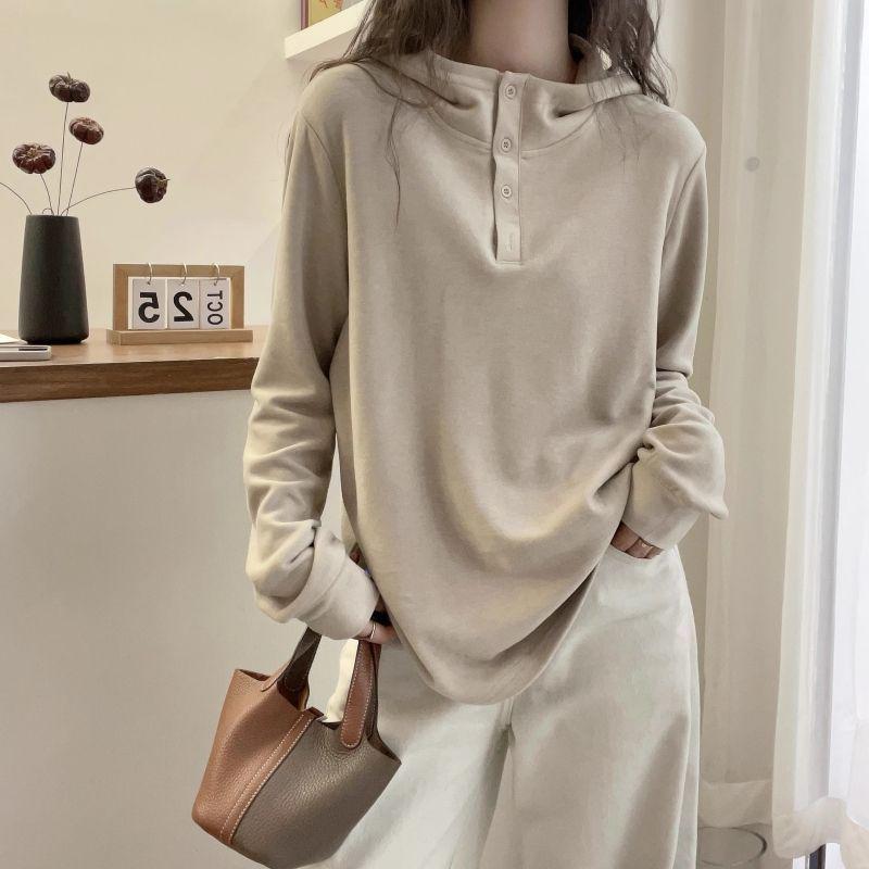 

Plus Size Women s Double-Sided Fleece Hooded Top - Autumn/Winter 2025 Slimming Long Sleeve Hoodie M абрикосовый