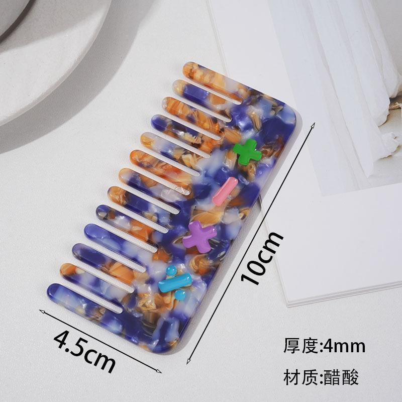 Такой же, как у интернет-знаменитости, Ацетатная пластина Геометрический гребень Простой для волос Японский Корейский Ретро Персонализированный синий