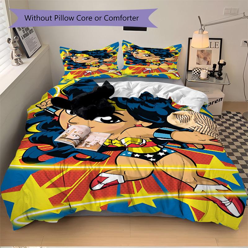 3pcs Wonder Woman, Superhero Cover Set,Soft Comfortable Duvet Cover,Guest Room (1*Duvet Cover + 2*Pillowcases, Without Core) Yy251024028