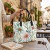 Watercolor Floral Print Canvas Tote Bag Casual Daily Large Capacity Handbag for Women