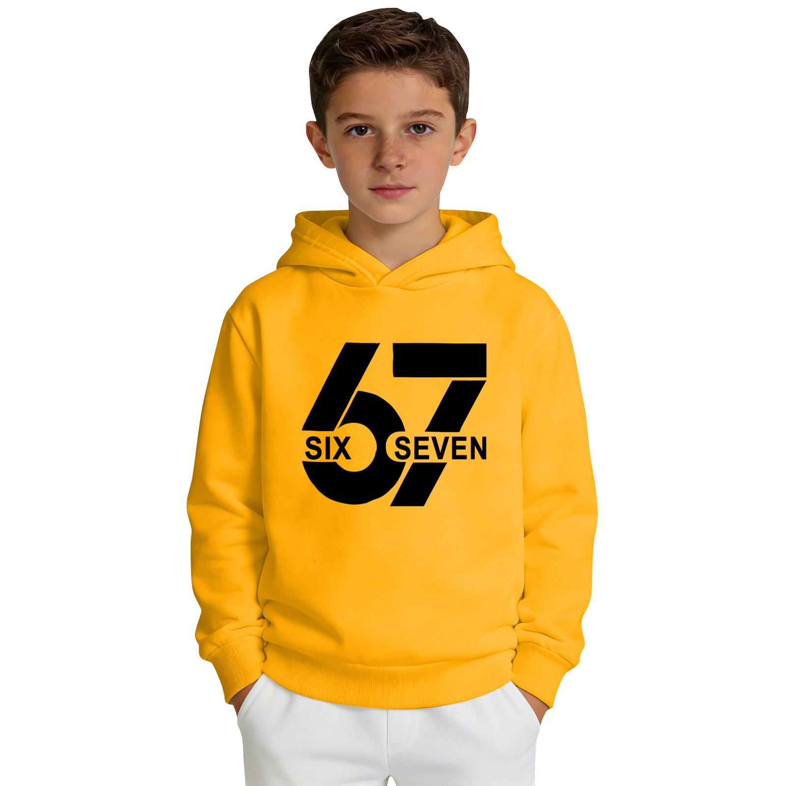 

Boys Printed Hooded Long-Sleeve Sweatshirt Casual Sports Comfort Sweatshirt 160 жовтий