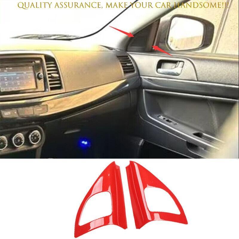 For Mitsubishi Lancer EVO 2007-2017 Bright Red A Pillar Front Triangle Cover 2PC