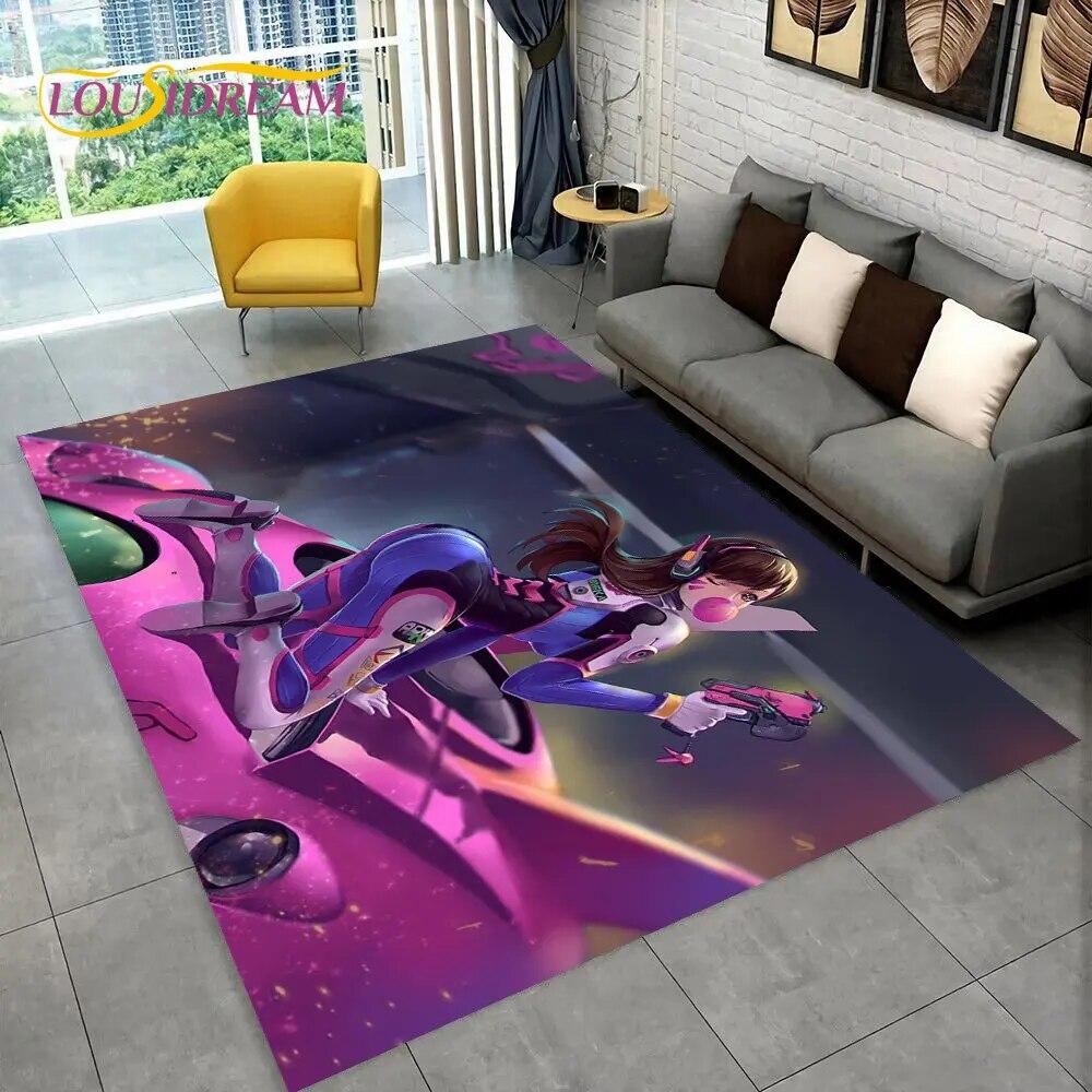 Overwatch Game Gamer DVA  Area Rug,Carpet Rug for Home Living Room Children's Bedroom Sofa Doormat Decor,kids Non-slip Floor Mat