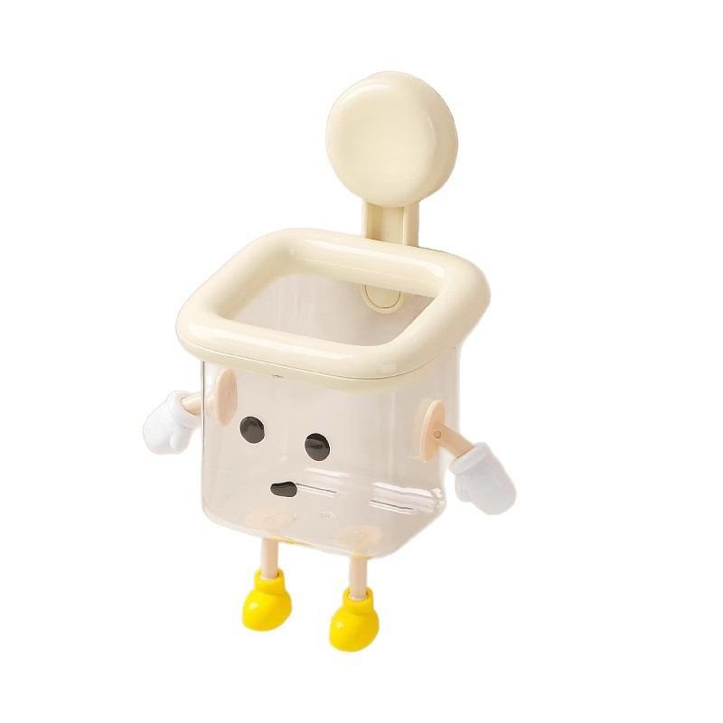 

Cartoon Toothbrush Holder,No-Drill Suction Cup Wall-Mounted Storage Box,Cute Home Decor Plastic Washbasin Accessory for Tooth