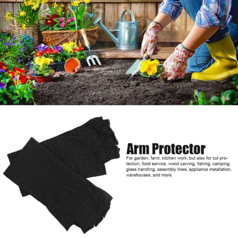 Arm Guards 45cm/17.7in Cut Resistant Half Finger Arm Sleeve For Kitchen Woodworking Gardening Black